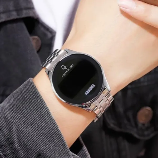 SKMEI 1579 Led Touch Screen Digital Man's Watch – Dial Color: Black, Strap Color: Silver – View 4