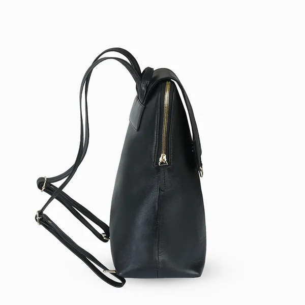 100% Genuine Cow Leather Love Expression Ladies Backpack – Color: Black – View 3