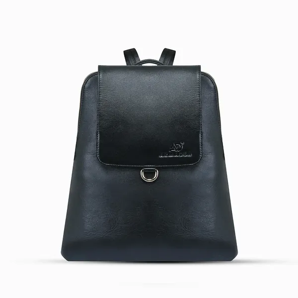 100% Genuine Cow Leather Love Expression Ladies Backpack – Color: Black – View 1