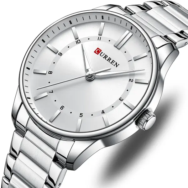 Curren 8430 High Quality Stainless Steel Analog Men's Watch – Dial Color: White, Strap Color: White – View 2