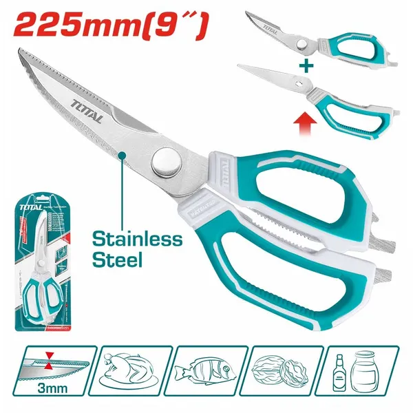 TOTAL Professional Heavy Duty Stainless Steel 9 Inch Kitchen Scissors – View 3