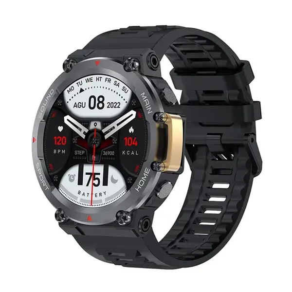 Microwear Run2 Sports Bluetooth Call Smartwatch – Color: Black – View 1