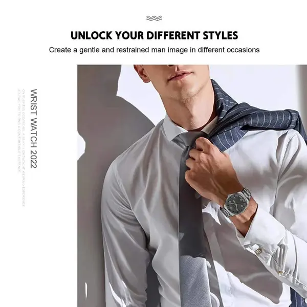 CRRJU 5005 Classic Stainless Steel Multifunctional Analog Quartz Fashion Men's Watch – Dial Color: Black, Strap Color: Silver – View 3