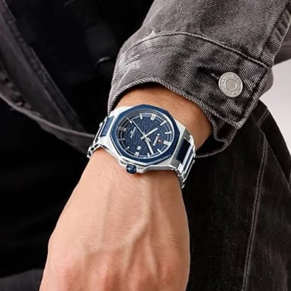 NAVIFORCE NF9245 Steel Strap Polygonal Design Analog Men's Watch – Dial Color: Blue, Strap Color: Blue – View 4