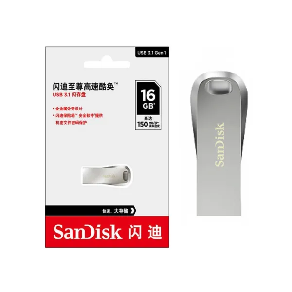 Sandisk Ultra Luxe CZ74 32GB USB 3.1 Full Metal Silver Pen Drive – Storage Capacity: 64 GB – View 3