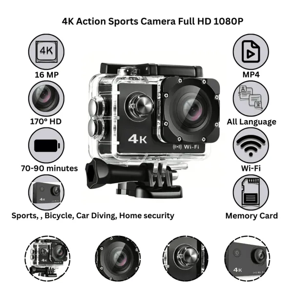 Champion 4K Ultra Full HD 1080P Sports Action Camera – View 2