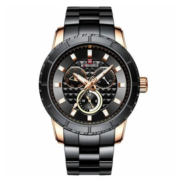 NAVIFORCE NF9145 Stainless Steel Chronograph Men's Watch – Dial Color: Rose, Strap Color: Black – View 1