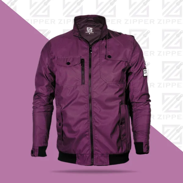 Men Aviator Washed Jacket outdoor motorcycle Casual Jacket – Color: Purple, Size: XL – View 1
