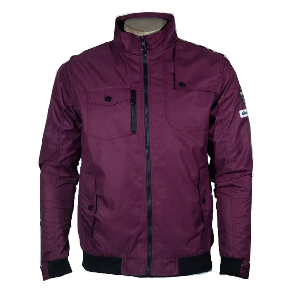 Men Aviator Washed Jacket outdoor motorcycle Casual Jacket – Color: Purple, Size: XL – View 2