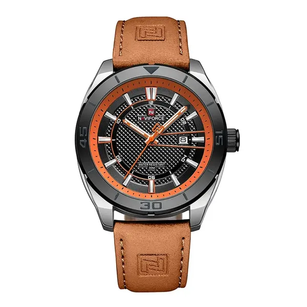 NAVIFORCE NF9209 Military Sports Luminous Men’s Watch – Dial Color: Black, Strap Color: Orange – View 1