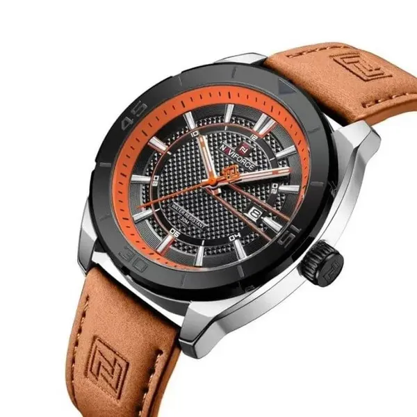 NAVIFORCE NF9209 Military Sports Luminous Men’s Watch – Dial Color: Black, Strap Color: Orange – View 2