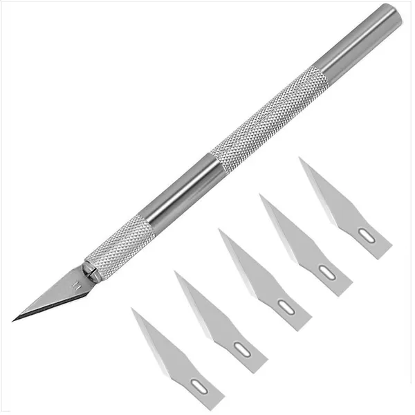 Original Stainless Steel Precision Knife with 5 Blades Silver – View 2