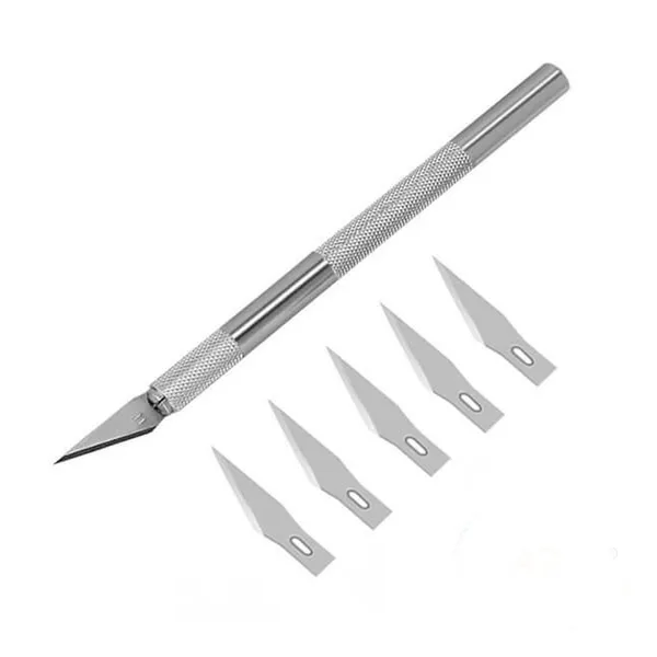 Original Stainless Steel Precision Knife with 5 Blades Silver – View 4