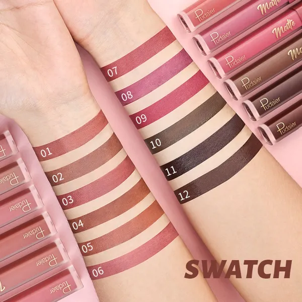 Pudaier 12Pcs/Set Velvet Matte Lip Gloss Long-lasting Moisturizing Waterproof Lipstick – View 3