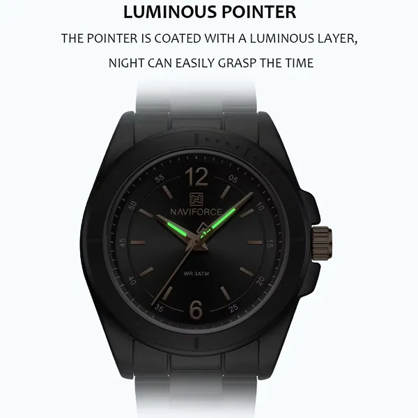 NAVIFORCE NF5062 Polygon Waterproof & Stainless Steel Strap Men's Watch – Dial Color: Black, Strap Color: Black – View 2