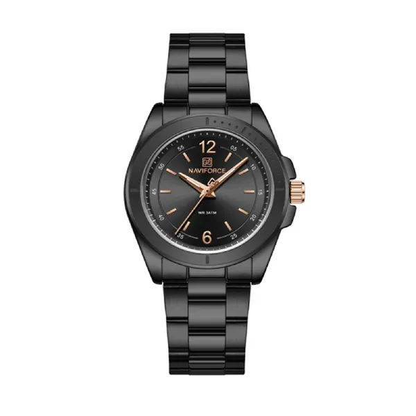 NAVIFORCE NF5062 Polygon Waterproof & Stainless Steel Strap Men's Watch – Dial Color: Black, Strap Color: Black – View 1