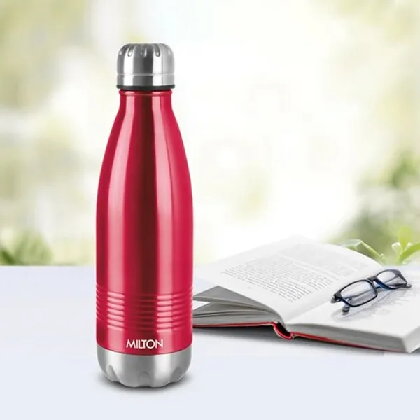 Milton Stainless Steel Maroon Duo Dlx 500 Thermo steel 24 Hours Hot And Cold Water Bottle - 500 Ml – View 2