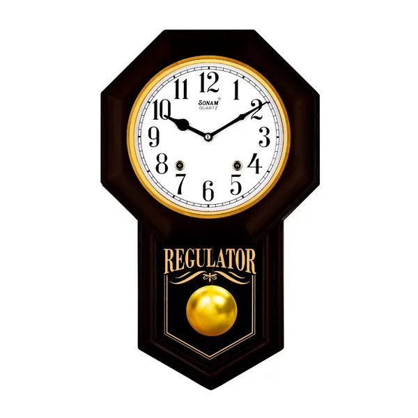 Sonam 5157 SST Pendulum Musical Analog Wall Clock – Color: Brown – View 1
