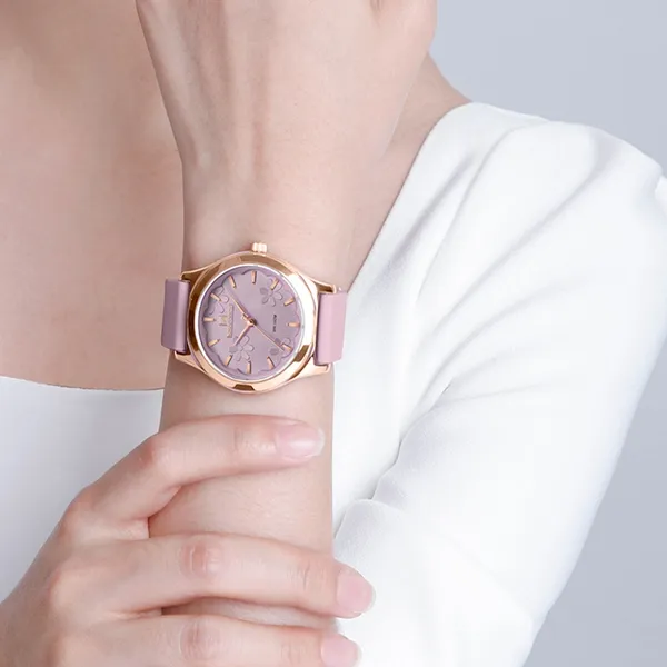 NAVIFORCE 5051 Fashion Women’s Watch 30m Waterproof Silicone Strap Casual Commuter Quartz Ladies Watch – Dial Color: Pink, Strap Color: Pink – View 4