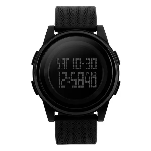 SKMEI 1206 Ultrathin Digital PU Leather Luminous Kid's Watch – Dial Color: Black, Strap Color: Black – View 2