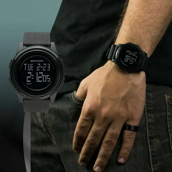 SKMEI 1206 Ultrathin Digital PU Leather Luminous Kid's Watch – Dial Color: Black, Strap Color: Black – View 4