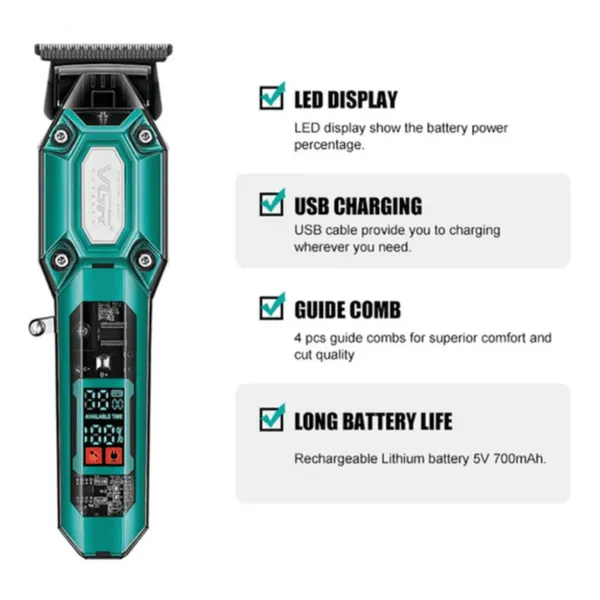 VGR V-600 Professional Hair Clipper Trimmer – Color: Green – View 3