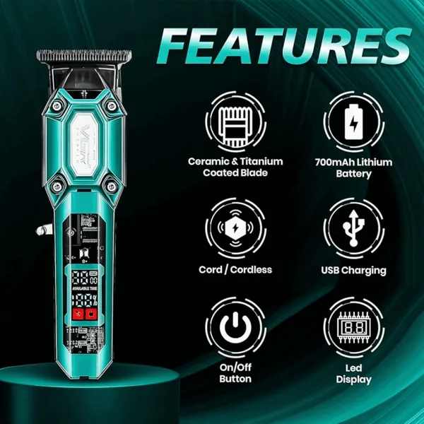 VGR V-600 Professional Hair Clipper Trimmer – Color: Green – View 4