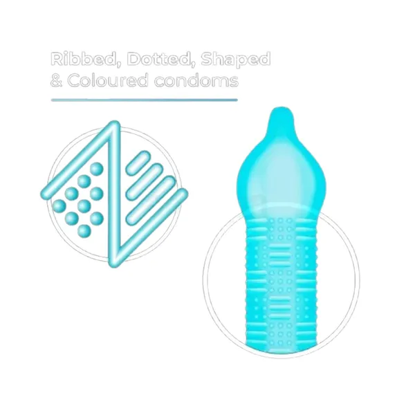 Skore ZigZag Dotted & Ribbed Condoms 10's Pack – Extra Lubricated, – View 2