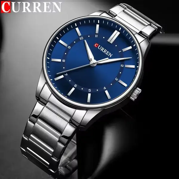 Curren 8430 High Quality Stainless Steel Analog Men's Watch – Dial Color: Blue, Strap Color: Silver – View 2