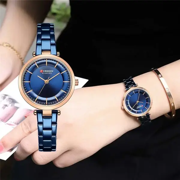 Curren 9054 Quartz Bracelet Water Resistant Watch for Women – Dial Color: Blue, Strap Color: Blue – View 3