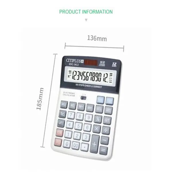Citiplus SDC-3612 Glass Key Series Electronic Calculator – View 3