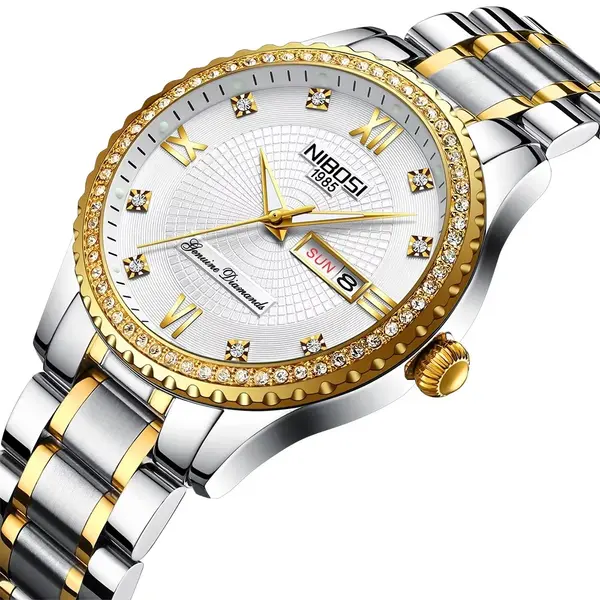 Nibosi 2315 High Quality Stainless Steel Waterproof Women's Watch – Dial Color: White, Strap Color: White – View 2