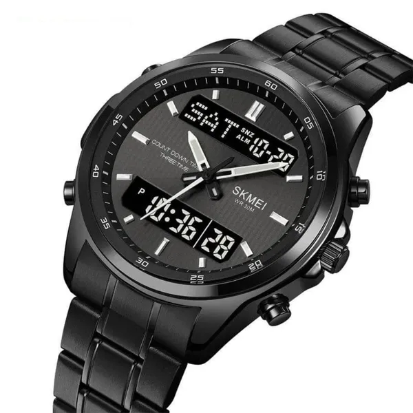 Skmei 2049 Analog Digital Dual Display Men's Watch – Dial Color: Black, Strap Color: Black – View 2