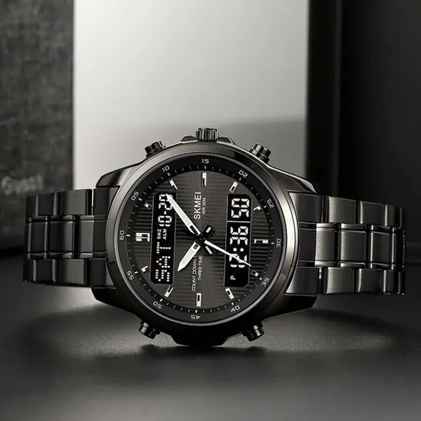 Skmei 2049 Analog Digital Dual Display Men's Watch – Dial Color: Black, Strap Color: Black – View 3