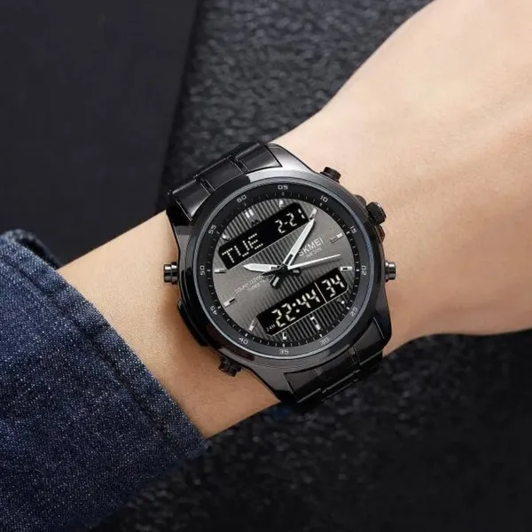 Skmei 2049 Analog Digital Dual Display Men's Watch – Dial Color: Black, Strap Color: Black – View 4