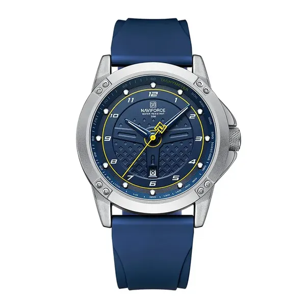 Naviforce NF8031 Dynamic Racing 3ATM Waterproof Men's Watch – Dial Color: Blue, Strap Color: Blue – View 1