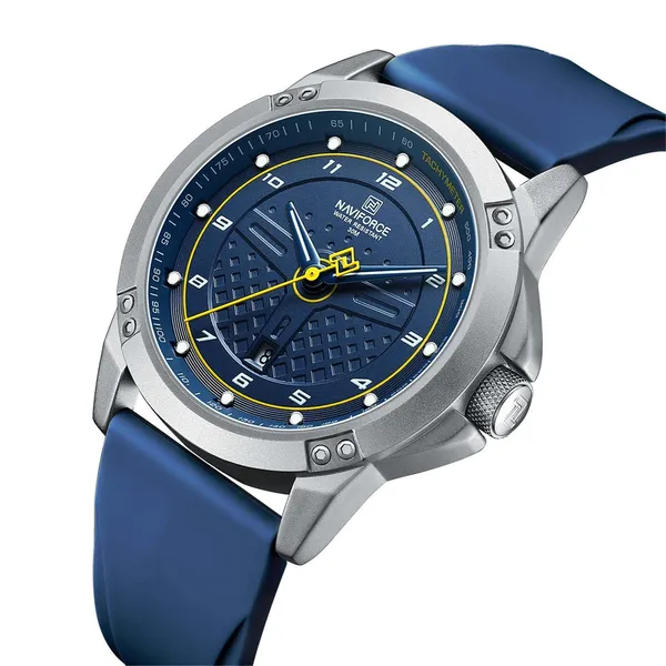 Naviforce NF8031 Dynamic Racing 3ATM Waterproof Men's Watch – Dial Color: Blue, Strap Color: Blue – View 2