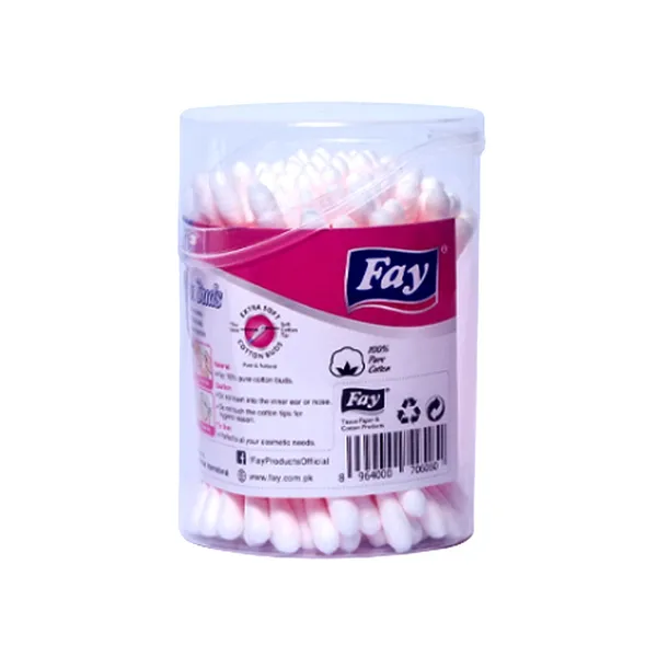 Fay Unisex Paper Sticks Cotton Buds Round Jar 140 Pcs – View 1