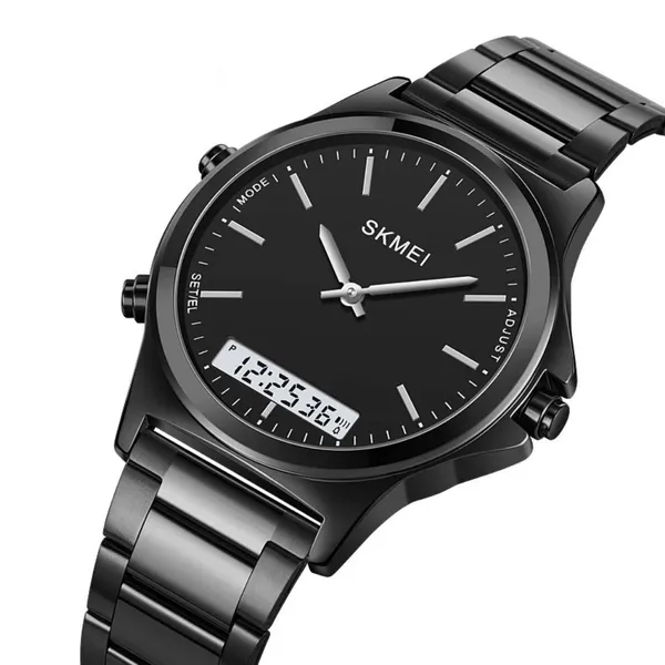 SKMEI 2120 Sport Waterproof Dual Display Digital Chrono Men's Watch – Dial Color: Black, Strap Color: Black – View 2