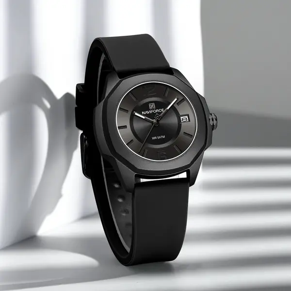 NAVIFORCE NF7107 5ATM Waterproof Stylish Women’s Luminous Sports Watch – Dial Color: Black, Strap Color: Black – View 3