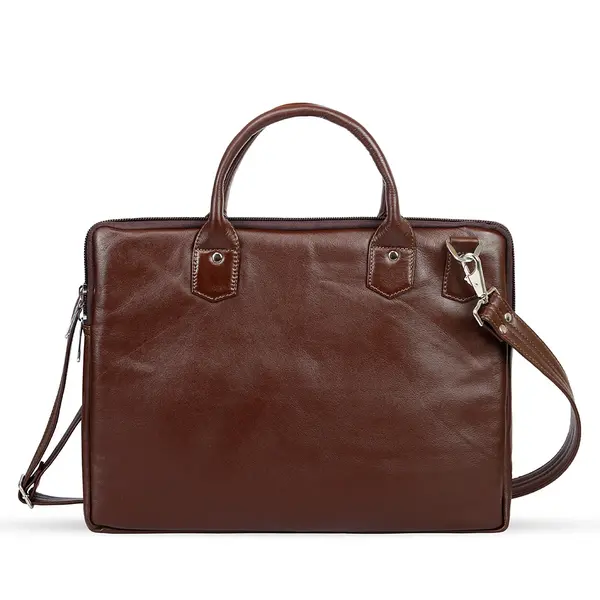 Men's 17.3 Inch Water-resistant Canvas Computer Office Work Bag – Color: Brown – View 2