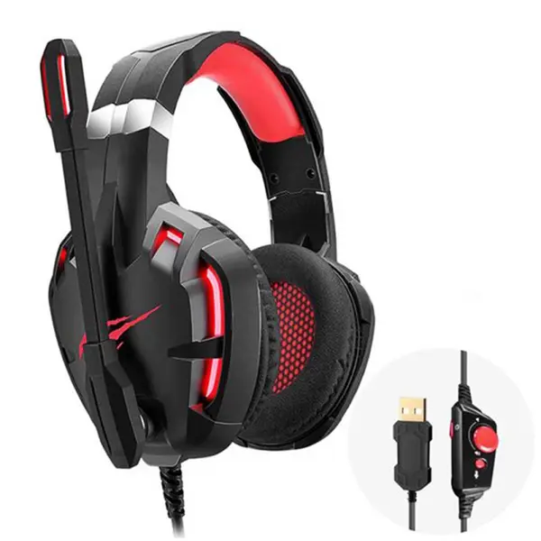 Havit H2001U RGB Wired Black-Red Gaming Headphone – View 3