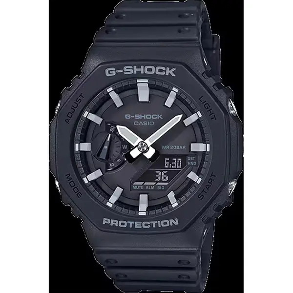 Casio GA-2100-1A DR BK G-Shock Men's Multifunctional Backlit Sports Analog Digital Wristwatch – Dial Color: White, Strap Color: Black – View 8