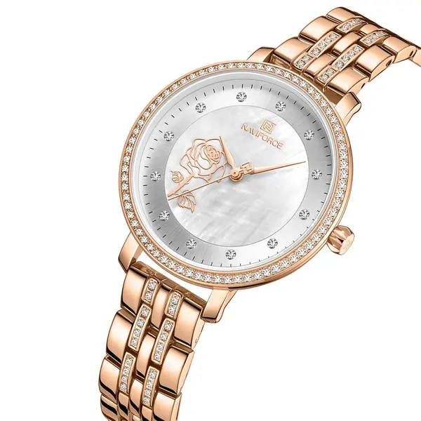 Naviforce NF5017 Quartz Stainless Steel Women’s Watch – Dial Color: Brown, Strap Color:  Brown  – View 2