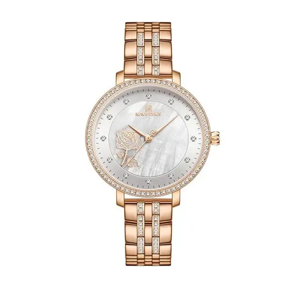 Naviforce NF5017 Quartz Stainless Steel Women’s Watch – Dial Color: Brown, Strap Color:  Brown  – View 1
