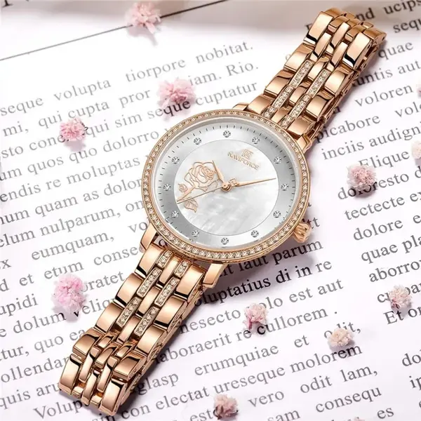 Naviforce NF5017 Quartz Stainless Steel Women’s Watch – Dial Color: Brown, Strap Color:  Brown  – View 3