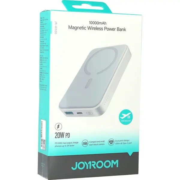 JOYROOM JR-W020 Fast Charging Magnetic Wireless Mini Power Bank – Color: White – View 2