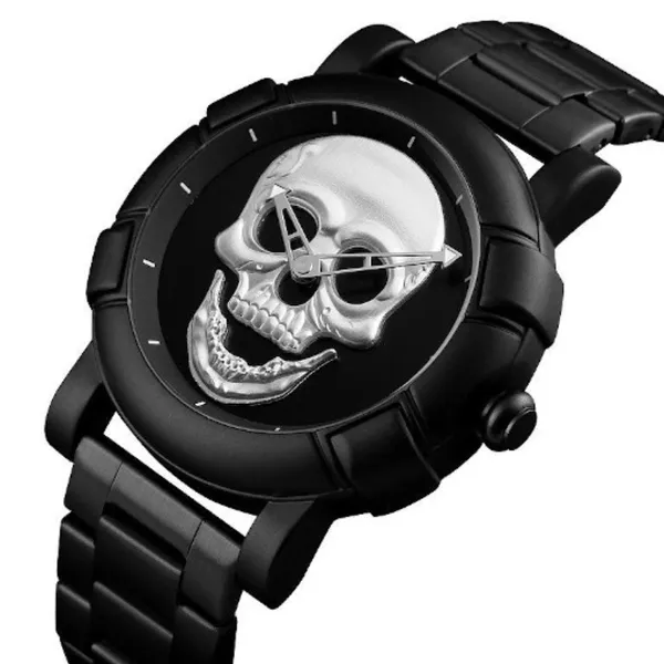 Skmei 9178 Skull Quartz Audlt Watch for Men – Dial Color: White, Strap Color: Black – View 2