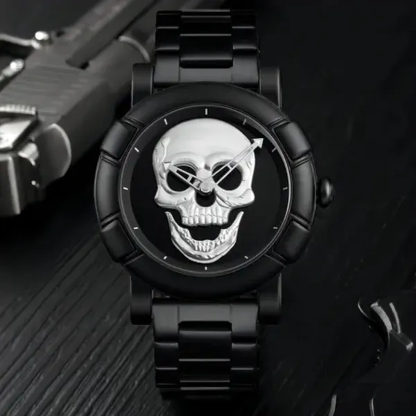 Skmei 9178 Skull Quartz Audlt Watch for Men – Dial Color: White, Strap Color: Black – View 4