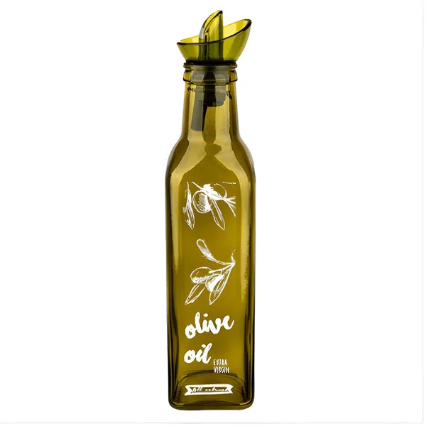 HEREVIN 151431-068 Square Oil and Vinegar Bottle 500ml Green Borosilicate Glass Drip – View 1